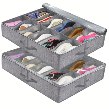 Under Bed Shoe Storage Organizer – Foldable Shoe Storage Container for Up to 24 Pairs