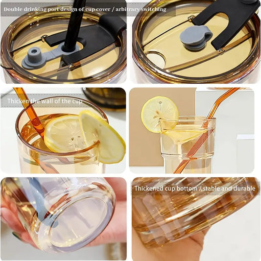 Stylish Leakproof Glass Bottle for Water, Juice & Smoothies