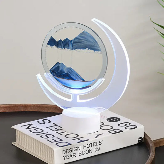 Moving Sand Art Table Lamp – 3D Moon LED Night Light with Remote Control