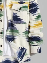 Men's Colorful Single Pocket Tie-Dye Fly Fluffy buttons Jacket