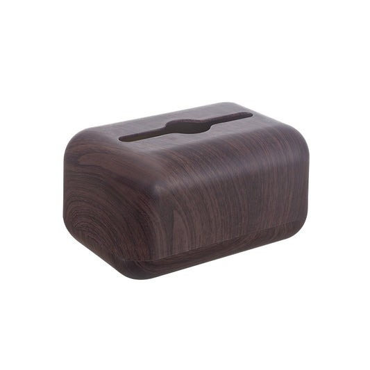 Desktop Tissue Box with Elegant Walnut Wood Grain Design