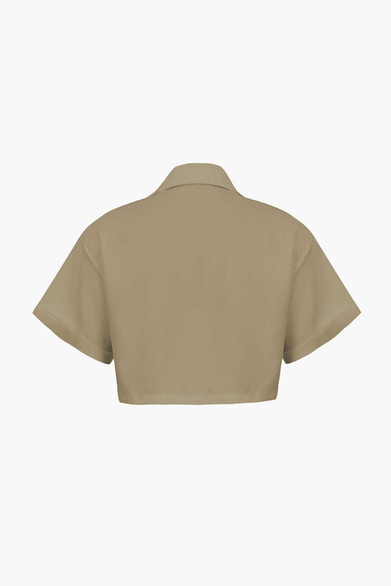 Basic Flap Pocket Twist Hem Shirt