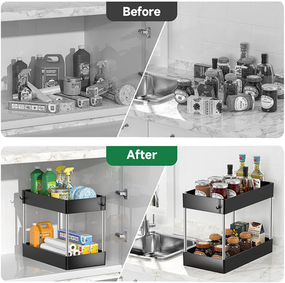 2-Tier Under Sink Storage Organizer – Space-Saving Cabinet Storage Solution