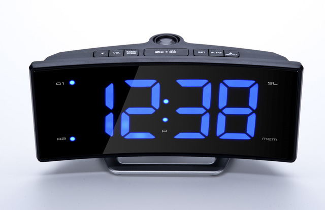Stylish Curved Screen Alarm Clock with Smart Lighting Effects