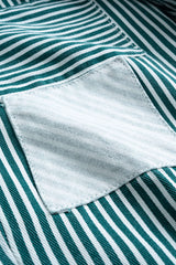 Stripe Print Pocket Drawstring Barrel Trousers