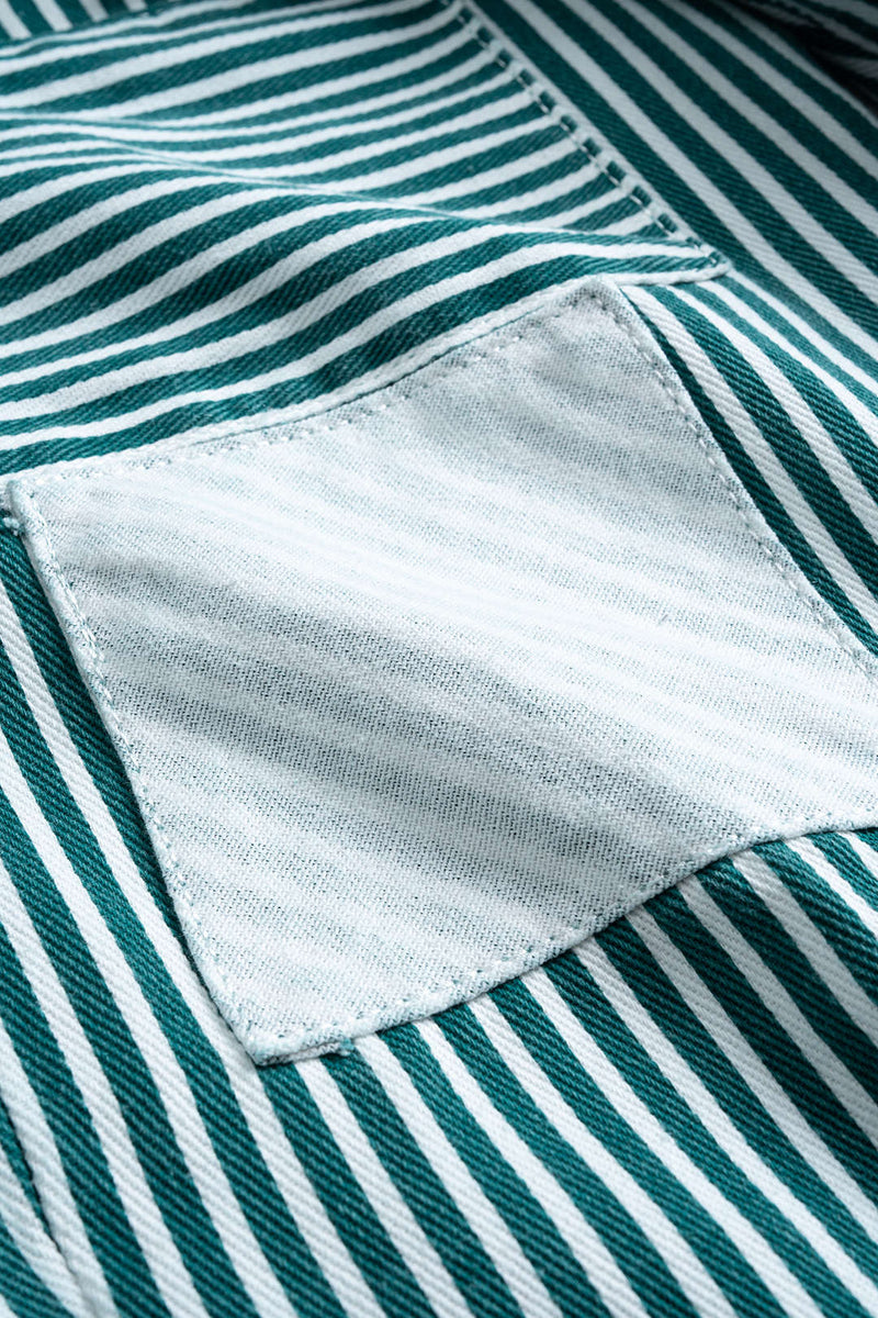 Stripe Print Pocket Drawstring Barrel Trousers