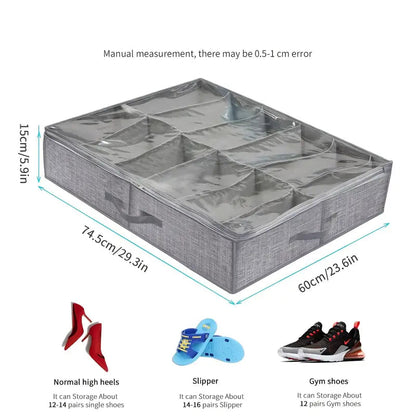 Under Bed Shoe Storage Organizer – Foldable Shoe Storage Container for Up to 24 Pairs