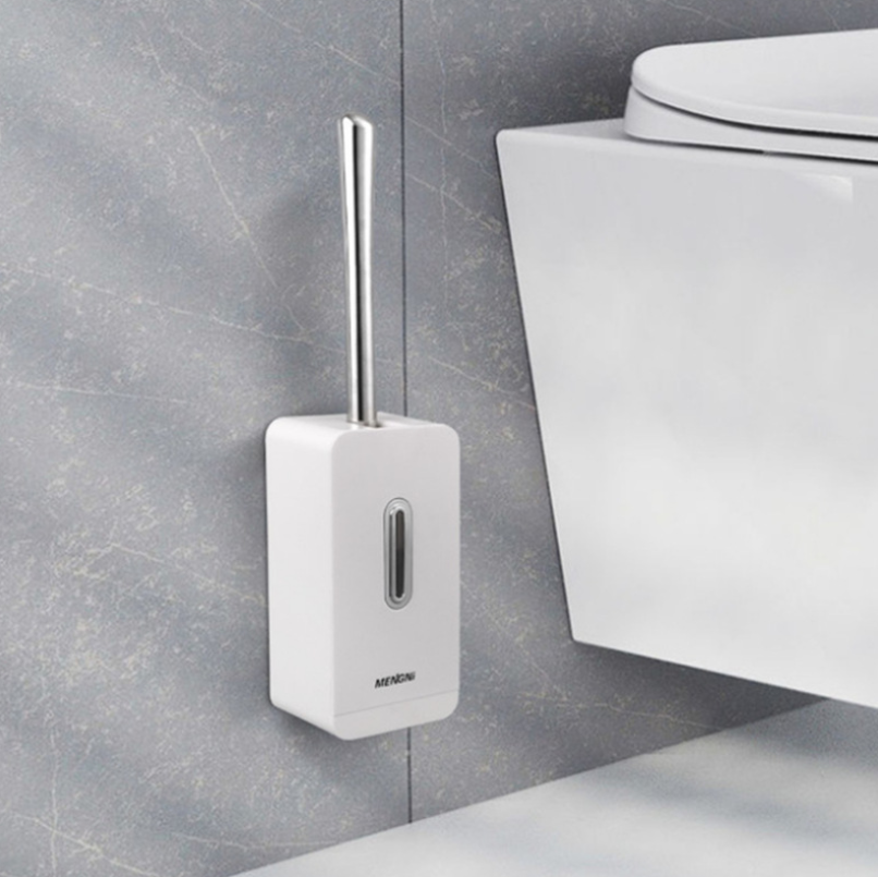 Wall Mounted Toilet Brush with Automatic Lid – Modern Bathroom Cleaning Solution