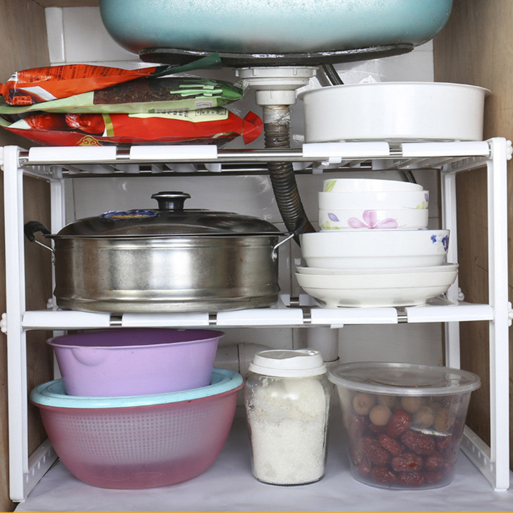 Adjustable 2-Tier Under Sink Organizer – Maximize Hidden Storage Space