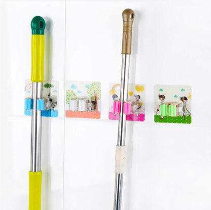Wall Mounted Mop Holder – No-Drill Multi-Purpose Storage Rack