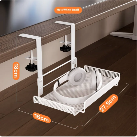 Punch-Free Under Desk Storage Rack for Space Saving Home & Office Organization