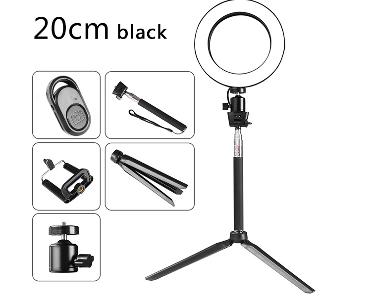 Selfie Beauty Light 5-in-1 Kit – Portable LED Ring Light with Tripod &amp; Bluetooth Remote Set