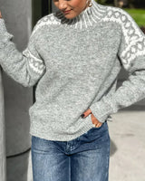 High Neck Contrast Patterned Sweater