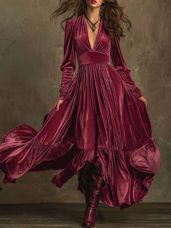 Brown Velvet Maxi Dress