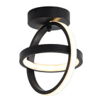 Modern round flush mount LED ceiling light in a minimalist corridor setting