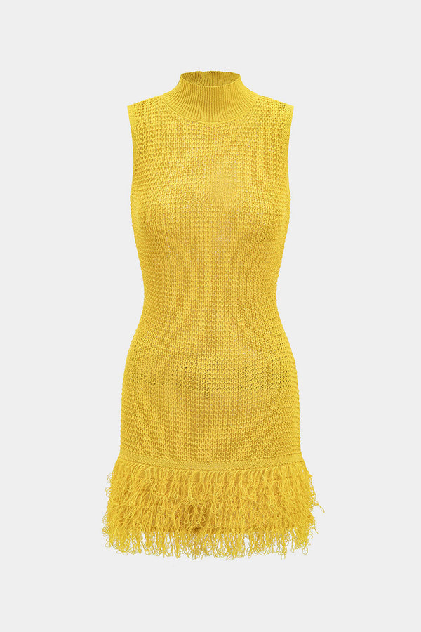 Knit Fringe Sleeveless Dress