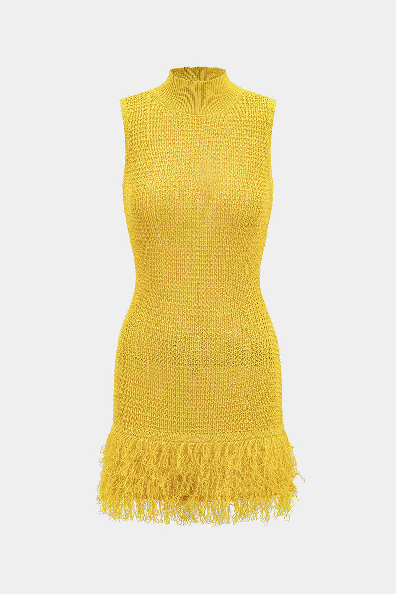 Knit Fringe Sleeveless Dress