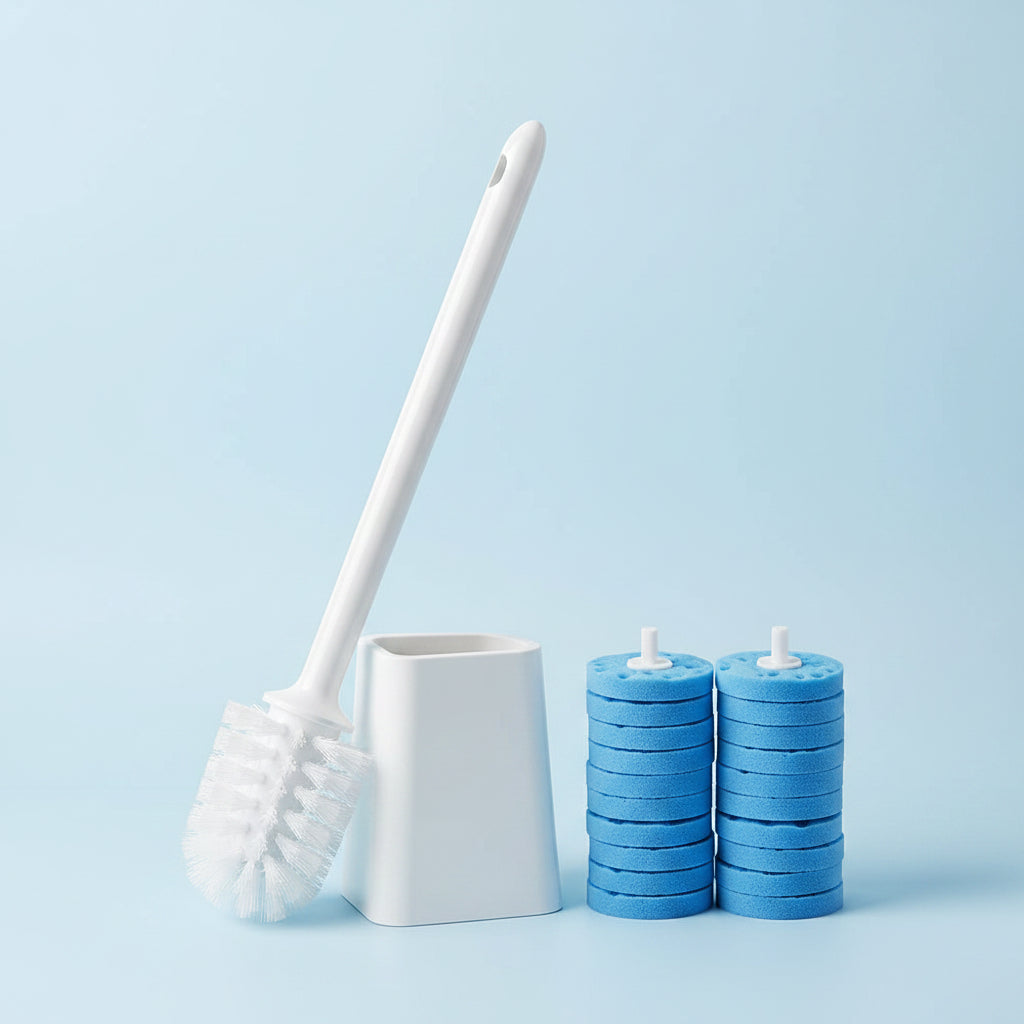Disposable Toilet Brush Set with Replacement Heads – Hygienic Bathroom Cleaning System
