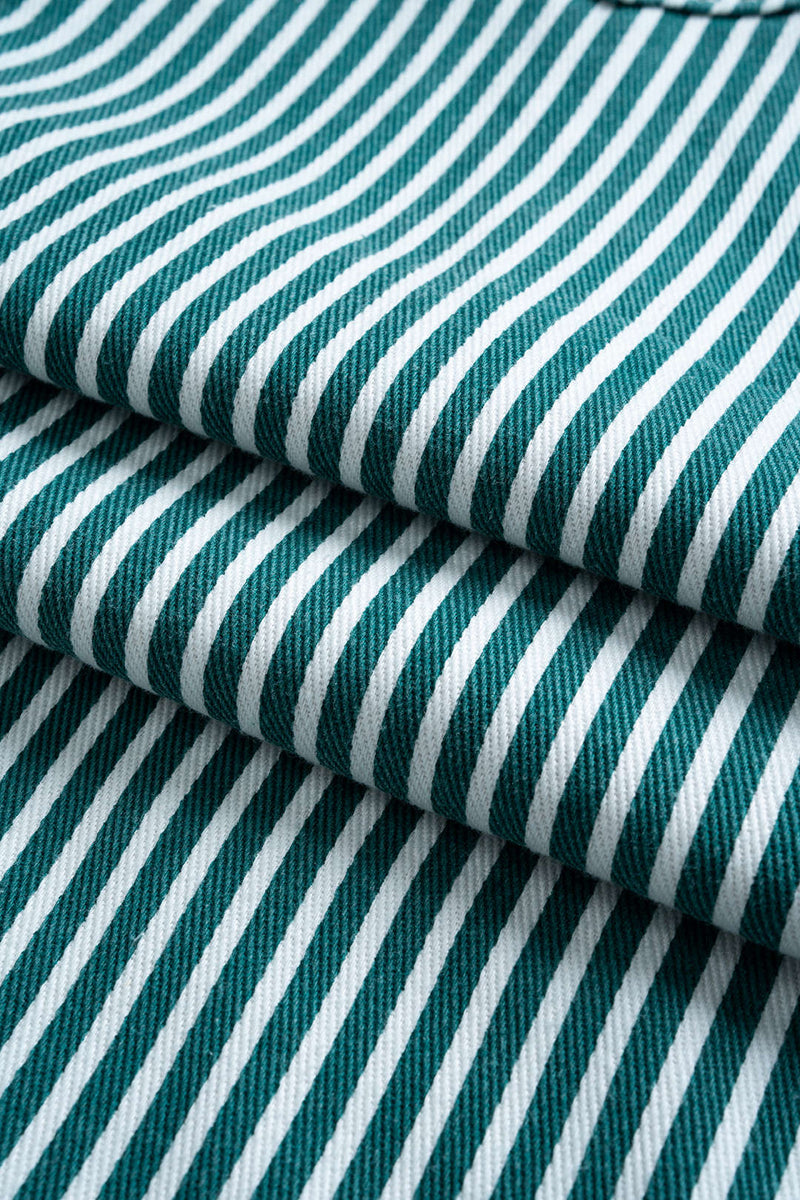 Stripe Print Pocket Drawstring Barrel Trousers