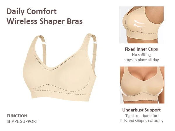 Wide Strap Wireless Deep V Push up Breast Support Bra for Women