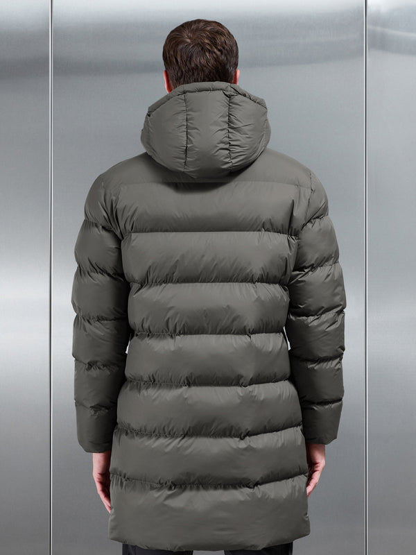 Essential Mid Length Puffer Jacket in Olive