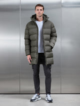 Essential Mid Length Puffer Jacket in Olive