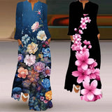 Fashion Digital Printed Dress V-neck Elegant and Charming Loose and Comfortable Women's Dress