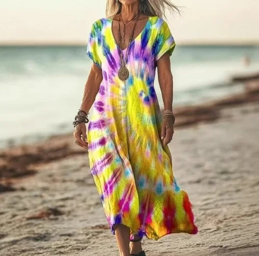 Tie Dye Printed  Women Chic Dress