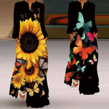 Fashion Digital Printed Dress V-neck Elegant and Charming Loose and Comfortable Women's Dress