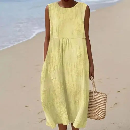 Casual Summer Loose Sleeveless with Contrast Colour