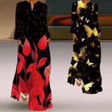 Fashion Digital Printed Dress V-neck Elegant and Charming Loose and Comfortable Women's Dress