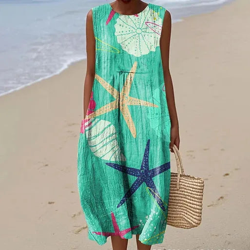 Casual Summer Loose Sleeveless with Contrast Colour