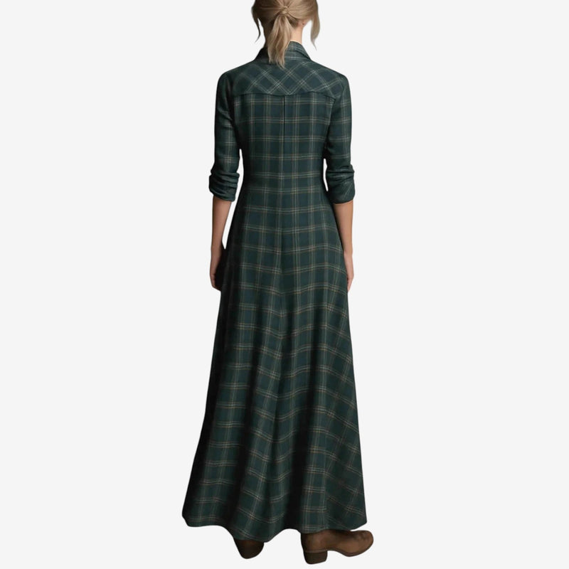 Lily | Plaid Maxi Shirt Dress in Boho Style