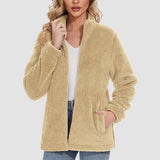 Women's Sherpa Jacket - Full Zip, Zip Pockets & Warm