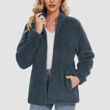 Women's Sherpa Jacket - Full Zip, Zip Pockets & Warm