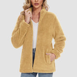 Women's Sherpa Jacket - Full Zip, Zip Pockets & Warm
