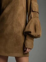 Janet | Camel High-Neck Mini Dress