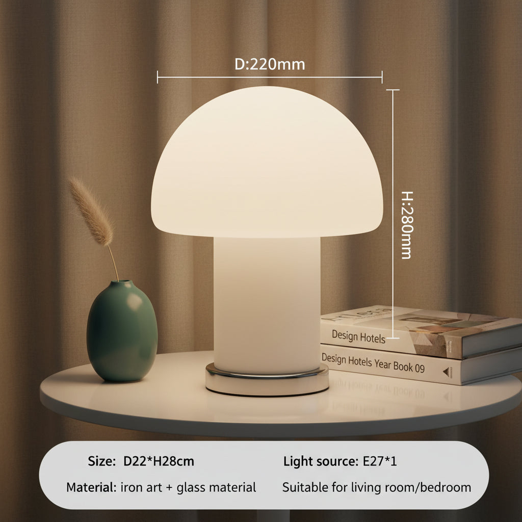 Mushroom Table Lamp – Nordic Bauhaus Glass Designer Lamp for Elegant Interiors
