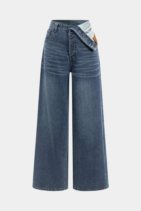 Denim Asymmetrical High Waist Jeans