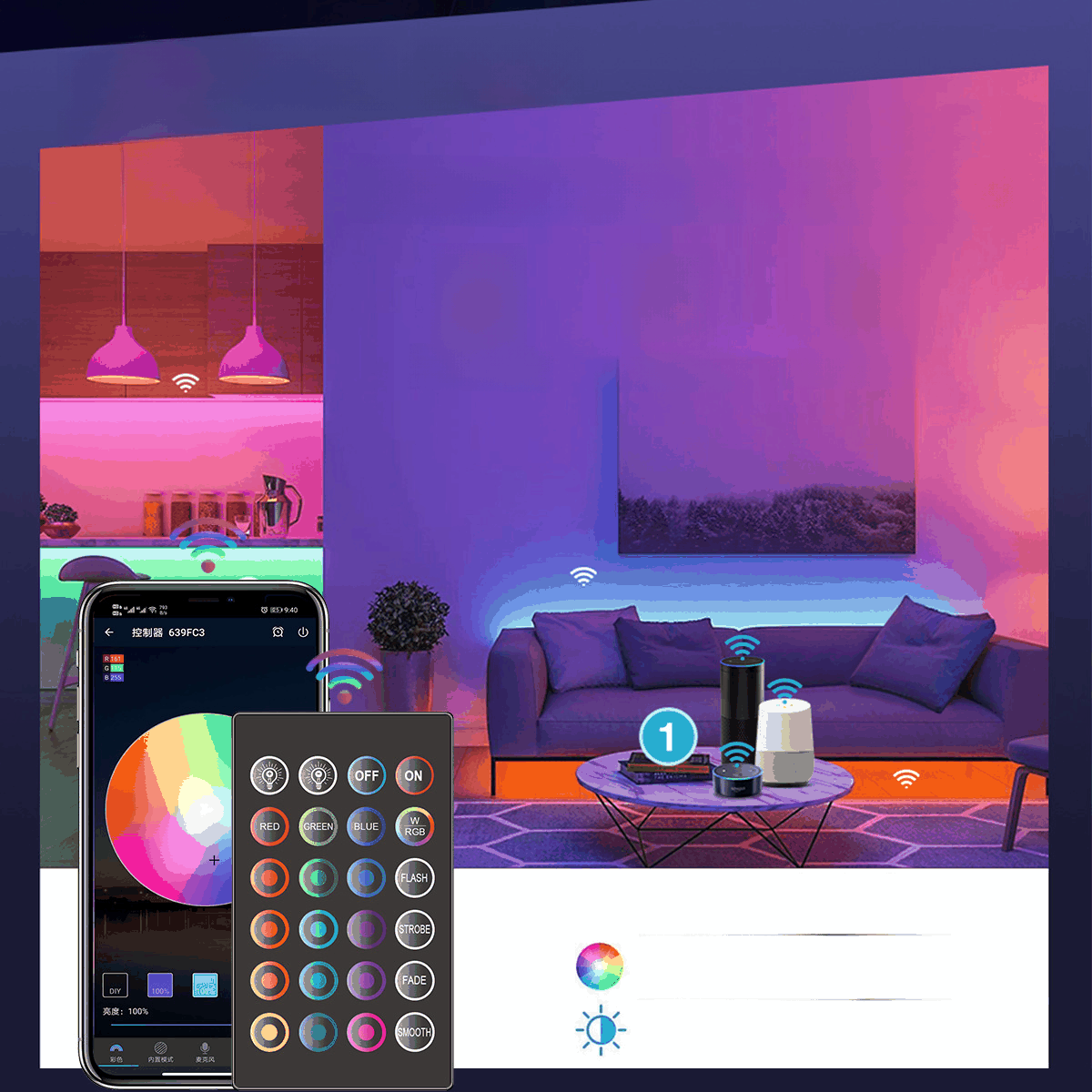 WiFi Smart LED Strip Light Kit – RGB 5050 LED Lights with App &amp; Voice Control
