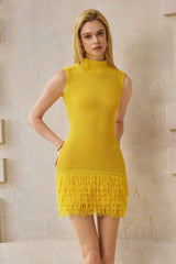 Knit Fringe Sleeveless Dress