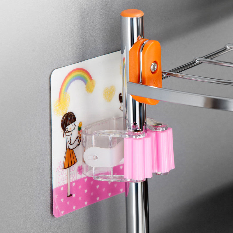 Wall Mounted Mop Holder – No-Drill Multi-Purpose Storage Rack