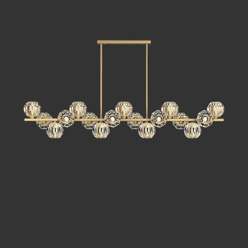 Modern Nordic crystal chandelier with copper frame and adjustable lighting