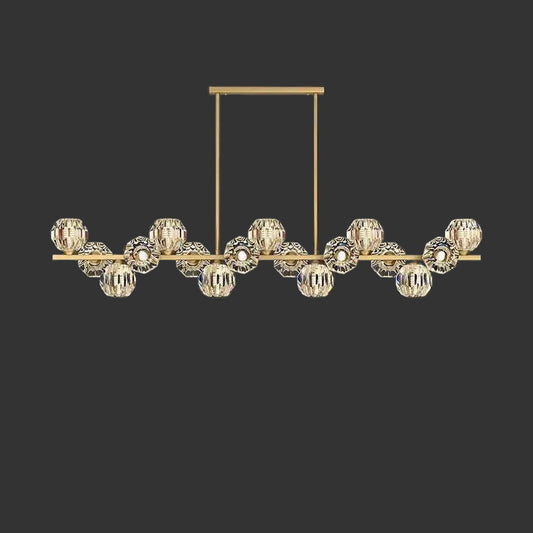 Modern Nordic crystal chandelier with copper frame and adjustable lighting