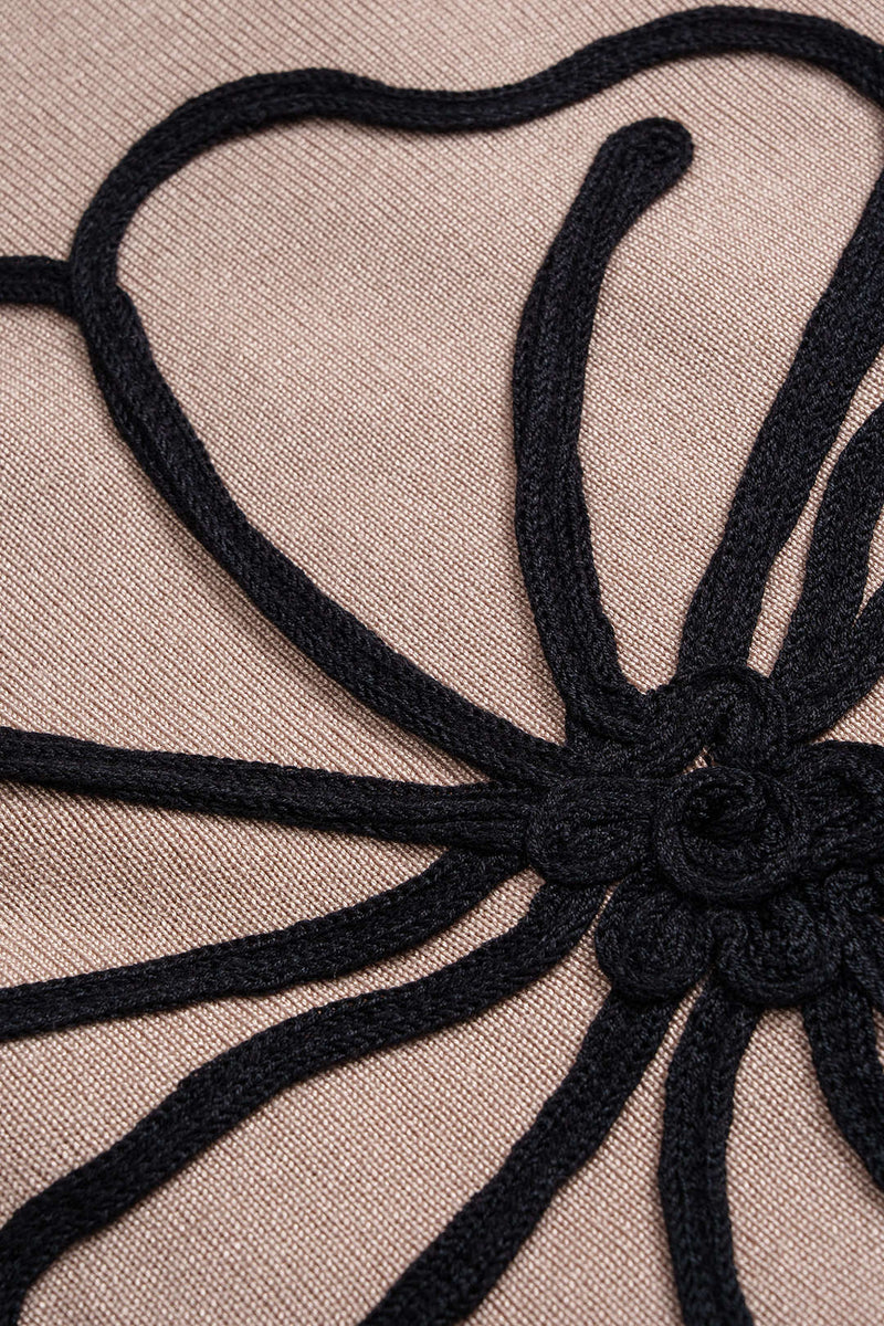 Knit Round Neck Embroidery Long-Sleeve Top And Wide Leg Pants Set