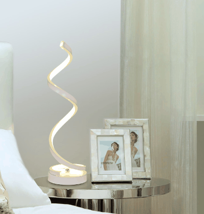 Spiral Table Lamp – Modern LED Bedside Lamp for Bedroom, Living Room and  Home Office (One Piece)