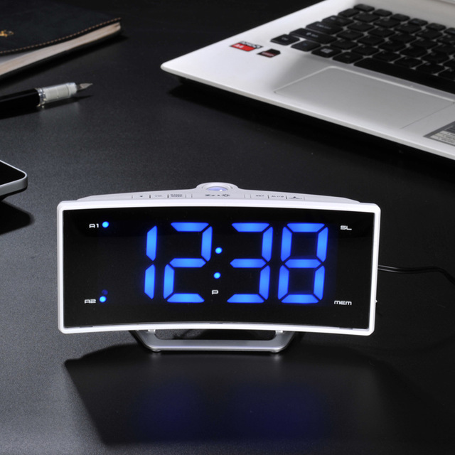 Stylish Curved Screen Alarm Clock with Smart Lighting Effects