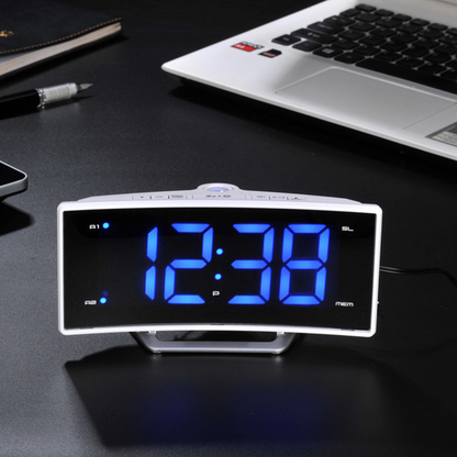 Stylish Curved Screen Alarm Clock with Smart Lighting Effects
