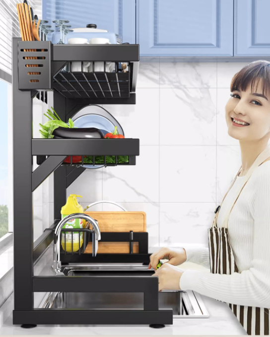 Retractable Sink Dish Drying Rack – Adjustable Over Sink Kitchen Organizer