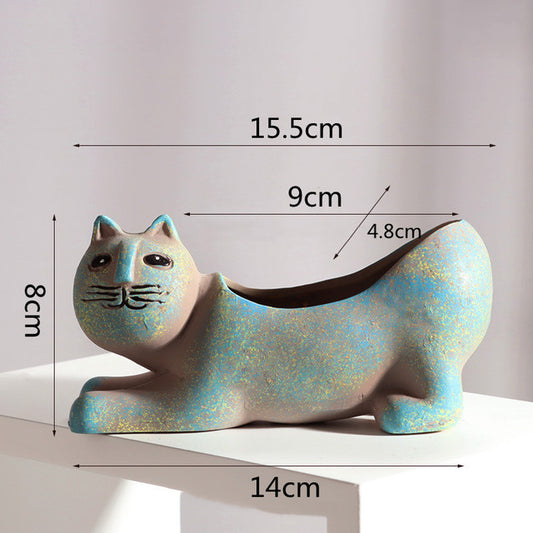 Cat Ceramic Flower Pot – Cartoon  Planter for Home and Office Décor